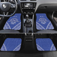 Queen Salote College 100 Years Personalized Car Mats Tonga QSC Heilala Lei Blue Ngatu Pattern