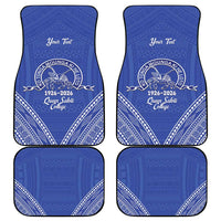 Queen Salote College 100 Years Personalized Car Mats Tonga QSC Heilala Lei Blue Ngatu Pattern