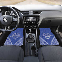 Queen Salote College 100 Years Personalized Car Mats Tonga QSC Heilala Lei Blue Ngatu Pattern