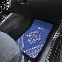 Queen Salote College 100 Years Personalized Car Mats Tonga QSC Heilala Lei Blue Ngatu Pattern