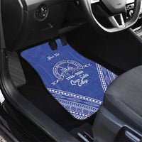 Queen Salote College 100 Years Personalized Car Mats Tonga QSC Heilala Lei Blue Ngatu Pattern