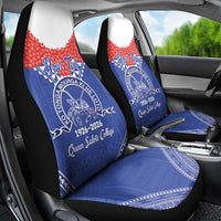 Queen Salote College 100 Years Personalized Car Seat Cover Tonga QSC Heilala Lei Blue Ngatu Pattern