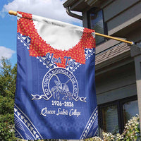 Queen Salote College 100 Years Personalized Garden Flag Tonga QSC Heilala Lei Blue Ngatu Pattern
