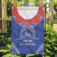 Queen Salote College 100 Years Personalized Garden Flag Tonga QSC Heilala Lei Blue Ngatu Pattern