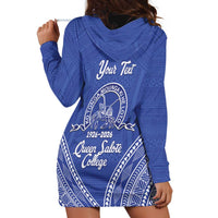 Queen Salote College 100 Years Personalized Hoodie Dress Tonga QSC Heilala Lei Blue Ngatu Pattern