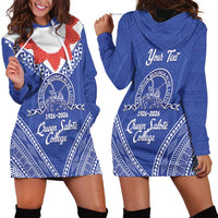 Queen Salote College 100 Years Personalized Hoodie Dress Tonga QSC Heilala Lei Blue Ngatu Pattern