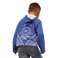 Queen Salote College 100 Years Personalized Kid Hoodie Tonga QSC Heilala Lei Blue Ngatu Pattern