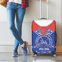 Queen Salote College 100 Years Personalized Luggage Cover Tonga QSC Heilala Lei Blue Ngatu Pattern