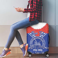 Queen Salote College 100 Years Personalized Luggage Cover Tonga QSC Heilala Lei Blue Ngatu Pattern