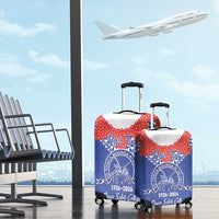 Queen Salote College 100 Years Personalized Luggage Cover Tonga QSC Heilala Lei Blue Ngatu Pattern