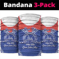 Queen Salote College 100 Years Personalized Neck Gaiter Tonga QSC Heilala Lei Blue Ngatu Pattern