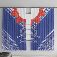 Queen Salote College 100 Years Personalized Window Curtain Tonga QSC Heilala Lei Blue Ngatu Pattern