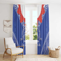 Queen Salote College 100 Years Personalized Window Curtain Tonga QSC Heilala Lei Blue Ngatu Pattern