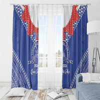 Queen Salote College 100 Years Personalized Window Curtain Tonga QSC Heilala Lei Blue Ngatu Pattern