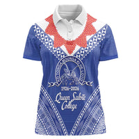 Queen Salote College 100 Years Personalized Women Polo Shirt Tonga QSC Heilala Lei Blue Ngatu Pattern