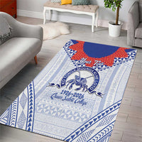 Queen Salote College 100 Years Personalized Area Rug Tonga QSC Heilala Lei White Ngatu Pattern