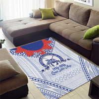 Queen Salote College 100 Years Personalized Area Rug Tonga QSC Heilala Lei White Ngatu Pattern