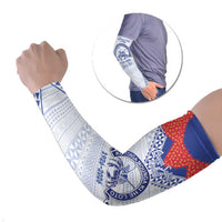 Queen Salote College 100 Years Personalized Arm Sleeves Tonga QSC Heilala Lei White Ngatu Pattern