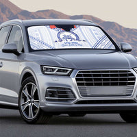 Queen Salote College 100 Years Personalized Auto Sun Shade Tonga QSC Heilala Lei White Ngatu Pattern