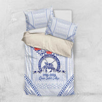 Queen Salote College 100 Years Personalized Bedding Set Tonga QSC Heilala Lei White Ngatu Pattern