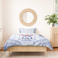 Queen Salote College 100 Years Personalized Bedding Set Tonga QSC Heilala Lei White Ngatu Pattern