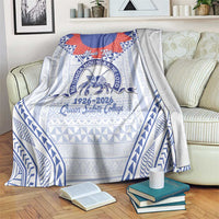 Queen Salote College 100 Years Personalized Blanket Tonga QSC Heilala Lei White Ngatu Pattern