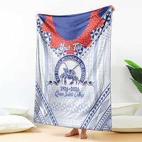 Queen Salote College 100 Years Personalized Blanket Tonga QSC Heilala Lei White Ngatu Pattern