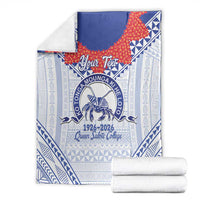 Queen Salote College 100 Years Personalized Blanket Tonga QSC Heilala Lei White Ngatu Pattern