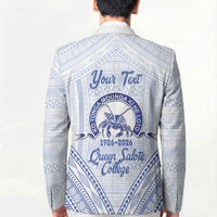 Queen Salote College 100 Years Personalized Blazer Tonga QSC Heilala Lei White Ngatu Pattern