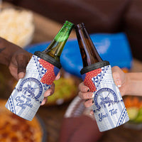 Queen Salote College 100 Years Personalized 4 in 1 Can Cooler Tumbler Tonga QSC Heilala Lei White Ngatu Pattern