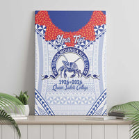 Queen Salote College 100 Years Personalized Canvas Wall Art Tonga QSC Heilala Lei White Ngatu Pattern