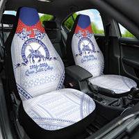 Queen Salote College 100 Years Personalized Car Seat Cover Tonga QSC Heilala Lei White Ngatu Pattern