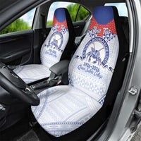 Queen Salote College 100 Years Personalized Car Seat Cover Tonga QSC Heilala Lei White Ngatu Pattern