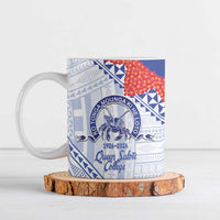 Queen Salote College 100 Years Personalized Ceramic Mug Tonga QSC Heilala Lei White Ngatu Pattern