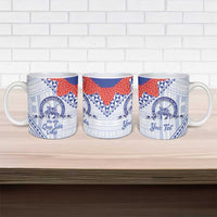 Queen Salote College 100 Years Personalized Ceramic Mug Tonga QSC Heilala Lei White Ngatu Pattern