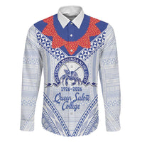 Queen Salote College 100 Years Personalized Family Matching Puletasi and Hawaiian Shirt Tonga QSC Heilala Lei White Ngatu Pattern