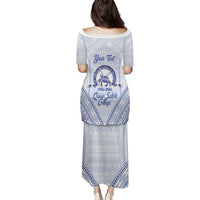 Queen Salote College 100 Years Personalized Family Matching Puletasi and Hawaiian Shirt Tonga QSC Heilala Lei White Ngatu Pattern