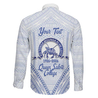 Queen Salote College 100 Years Personalized Family Matching Short Sleeve Bodycon Dress and Hawaiian Shirt Tonga QSC Heilala Lei White Ngatu Pattern