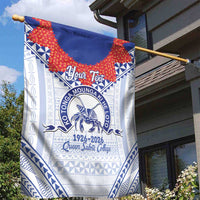 Queen Salote College 100 Years Personalized Garden Flag Tonga QSC Heilala Lei White Ngatu Pattern