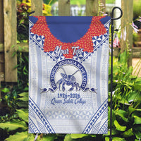 Queen Salote College 100 Years Personalized Garden Flag Tonga QSC Heilala Lei White Ngatu Pattern