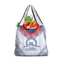Queen Salote College 100 Years Personalized Grocery Bag Tonga QSC Heilala Lei White Ngatu Pattern
