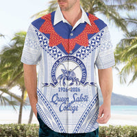 Queen Salote College 100 Years Personalized Hawaiian Shirt Tonga QSC Heilala Lei White Ngatu Pattern