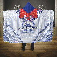 Queen Salote College 100 Years Personalized Hooded Blanket Tonga QSC Heilala Lei White Ngatu Pattern