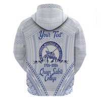 Queen Salote College 100 Years Personalized Hoodie Tonga QSC Heilala Lei White Ngatu Pattern
