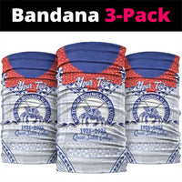 Queen Salote College 100 Years Personalized Neck Gaiter Tonga QSC Heilala Lei White Ngatu Pattern