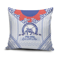 Queen Salote College 100 Years Personalized Pillow Cover Tonga QSC Heilala Lei White Ngatu Pattern