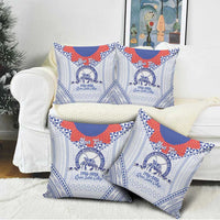 Queen Salote College 100 Years Personalized Pillow Cover Tonga QSC Heilala Lei White Ngatu Pattern