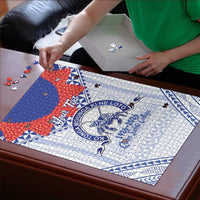 Queen Salote College 100 Years Personalized Puzzle Tonga QSC Heilala Lei White Ngatu Pattern