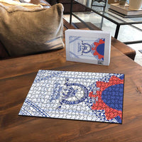 Queen Salote College 100 Years Personalized Puzzle Tonga QSC Heilala Lei White Ngatu Pattern