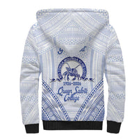 Queen Salote College 100 Years Personalized Sherpa Hoodie Tonga QSC Heilala Lei White Ngatu Pattern
